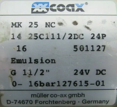 REFURBISHED COAX MK-25-NC-14-25C111/2DC-24P-16A VALVE MK25NC1425C1112DC24P16A
