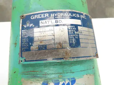 Greer Hydraulics SurgeKushon Accumulator 10 Gal 275 PSI 3" Flange 51"OAL