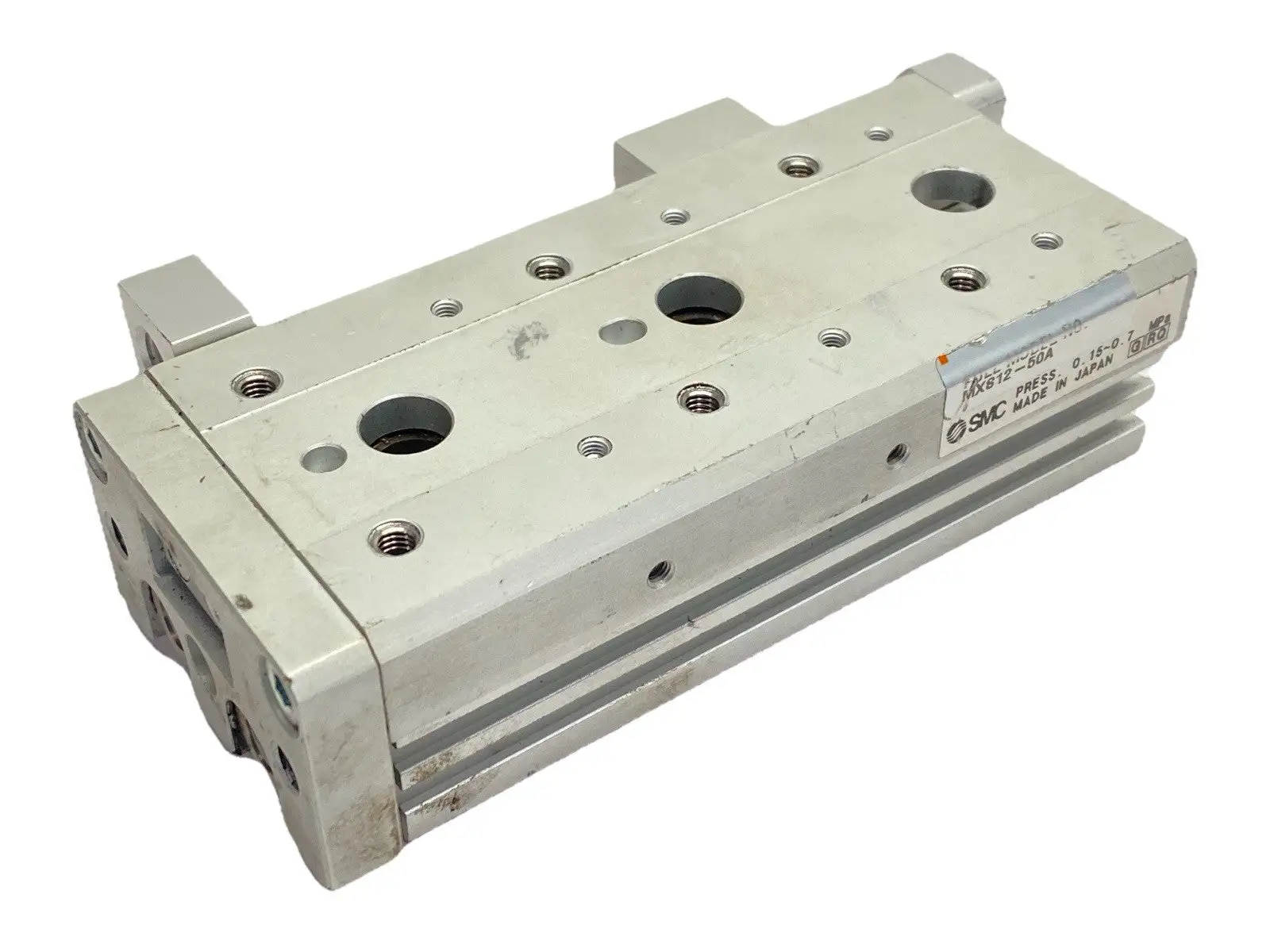 USED SMC PNEUMATIC GUIDED CYLINDER SLIDE TABLE 12MM BORE 50MM STROKE