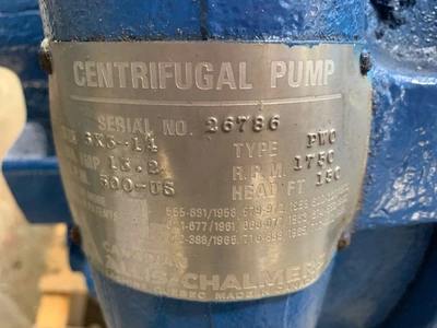 Allis Chalmers pump type PWO size 6x3-14, CI/316ss