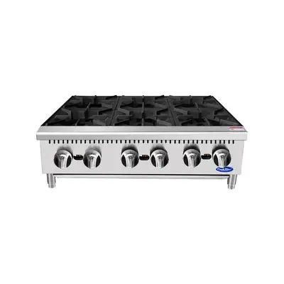 New | in-Stock Atosa New Atosa ACHP-6 HD 36" Countertop Gas (6) Burner Hotplate with Total 192,000 BTU Hot Plates Illinois US | Falcon Restaurant Supply #1375233