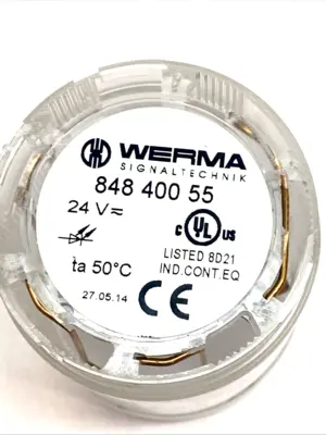 USED WERMA CLEAR LED PERMANENT STACKLIGHT MODULE 24V AC/DC KS50