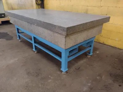 8' X 4' X 14" CHALLENGE PRECISION LAYOUT INSPECTION GRANITE TABLE W/ EDGE LEDGES: STOCK #23812