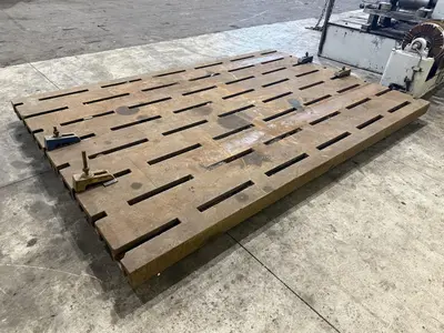 12' LONG X 8' WIDE X 5" THICK T-SLOTTED FLOOR PLATE / LAYOUT TABLE: YOBRO #23835