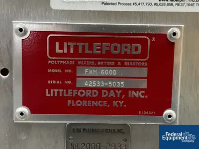 USED Littleford 21.9 Cu Ft Littleford Plow Mixer, Model FKM 600D