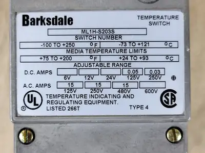 Used BARKSDALE ML1H-S203S Switchgears British Columbia CA | Lenmark #239318
