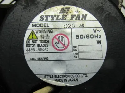 Style Fan 115D20WO 200V 50/60Hz 6-1/2" Metal Blade Cabinet Cooling Fan