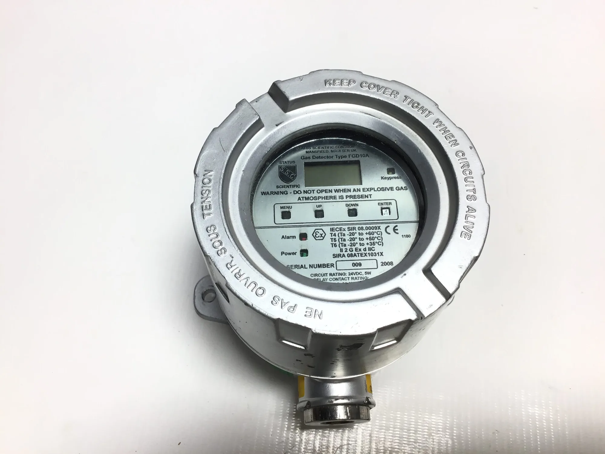 Status Scientific Controls FGD10A Gas Detector Relay Contact Rating 300VAC 3A Max