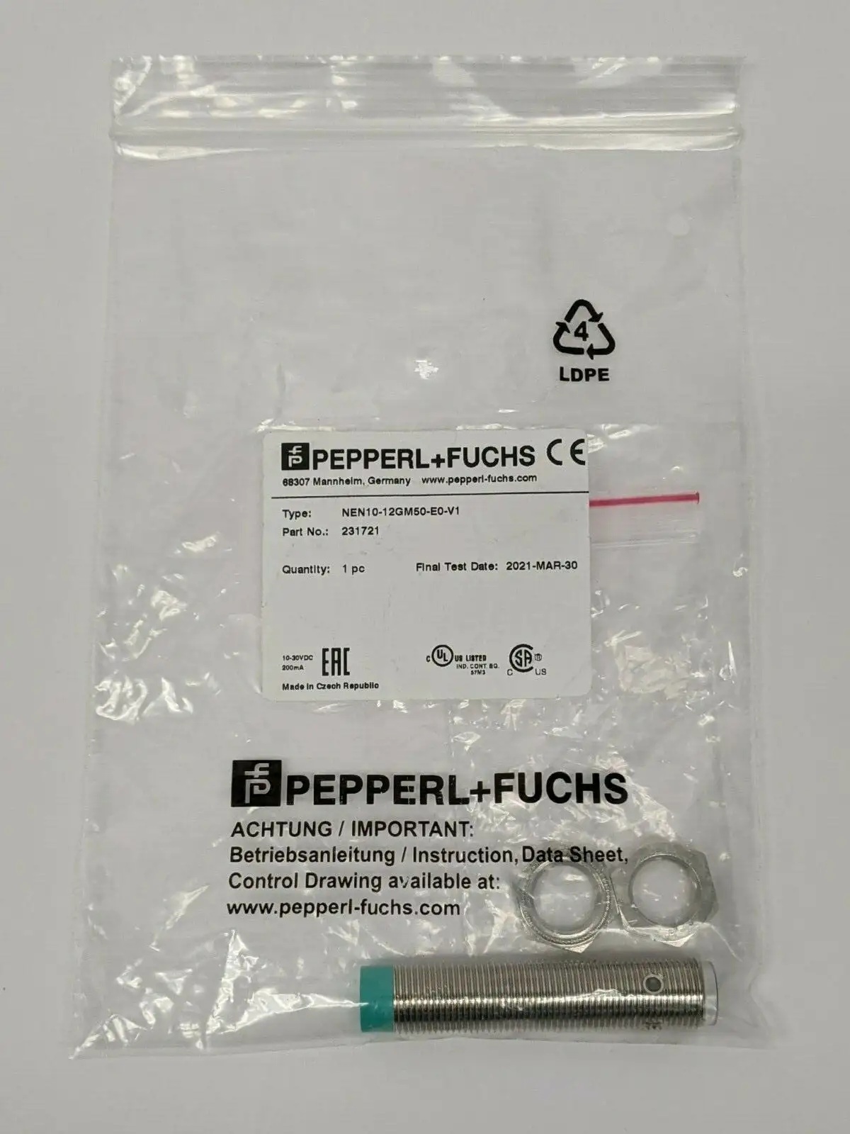 NEN10-12GM50-E0-V1 | Pepperl+Fuchs  Inductive Sensor 231721 - New
