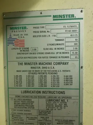 2001 MINSTER P2-60-48 Presses, Straight Side | PressTrader Limited (2)