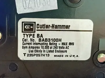 Used CUTLER-HAMMER BAB3100H Switchgears British Columbia CA | Lenmark #1438381