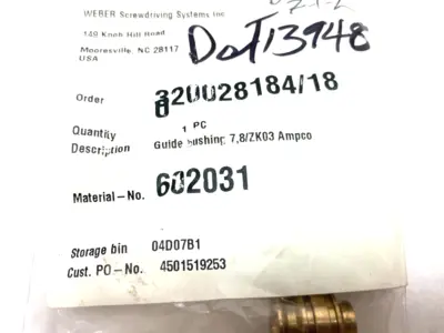 USED WEBER SCREWDRIVING SYSTEMS GUIDE BUSHING 7,8/ZK03 AMPCO