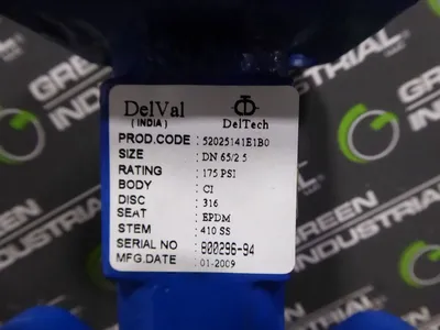 2.5" DelVal DelTech 52025141E1B0 Butterfly Valve 200 PSI Surplus