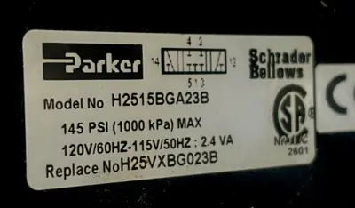 NEW PARKER H2515BGA23B PNEUMATIC VALVE 120V/60HZ 115V/50HZ 145PSI