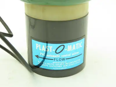 Plast-o-matic EUC2B4E20 Solenoid Valve PVC 3/8" NPT 120 PSI 120V Coil 20 Watts