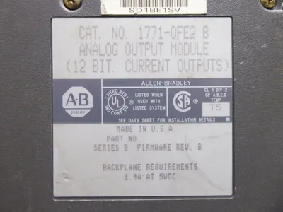 Allen Bradley 1771-OFE2/B PLC-5 Analog Output Module F/W Rev.B No Blocks Used