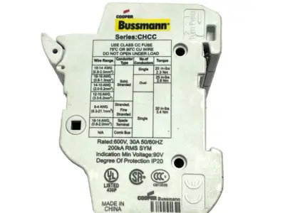 Used Cooper Bussmann Fuse Holder w/ Indicator, 3-Pole 48VDC 30A Fuses Michigan US | Maverick Industrial Sales #1502359