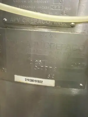 APV Crepaco Jacketed Tank with Pressure Vessel