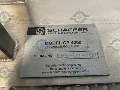 USED SCHAEFER TECHNOLOGIES CP-4200 CAPSULE POLISHER W/ BALDOR VSWDM3538 MOTOR