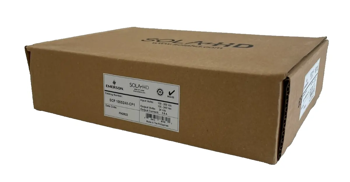 NEW EMERSON SOLA SCP100S24XCP1 POWER SUPPLY 50/60/400HZ 24V 3.8AMP