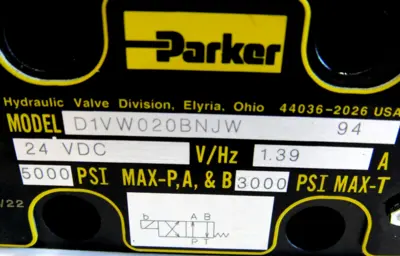 NEW PARKER D1VW020BNJW HYDRAULIC VALVE 24VDC