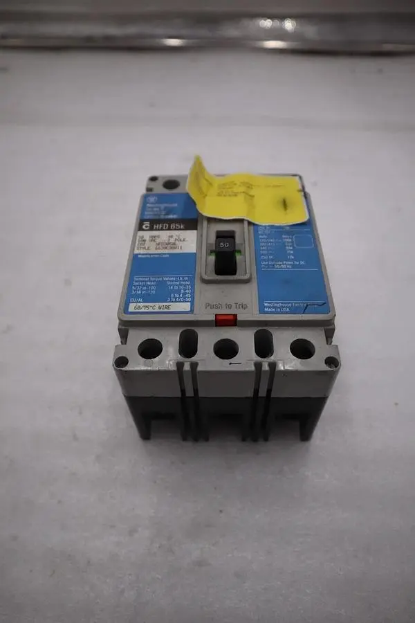 Cutler Hammer Westinghouse HFD3050L Breaker 50 Amp 600 Vac STK CC224