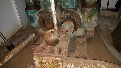 USED EMSCO D-300, 4.75-7.25 X 14 DUPLEX MUD PUMP PACKAGE