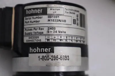 NEW Hohner Encoder H1E22R/A0 / 031001 5-24 VOLTS 2400P PER REV STOCK H1021