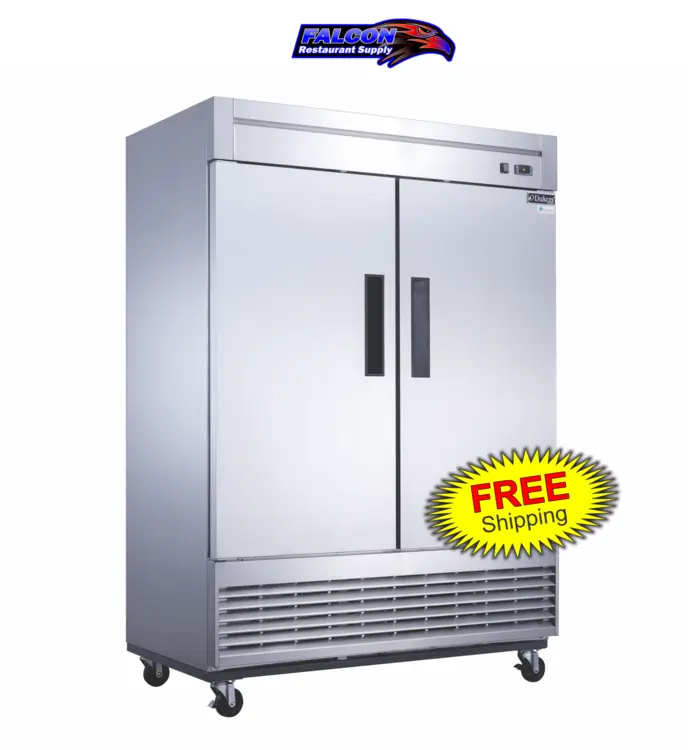 New | in-Stock Dukers New Dukers D55F Stainless Steel Solid 2-Door Commercial Reach-in Freezer Freezers Illinois US | Falcon Restaurant Supply #1376319