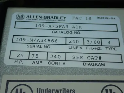 NEW ALLENBRADLEY 109A75FA3A1K