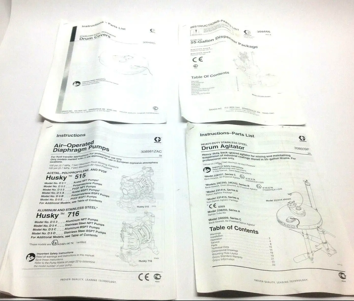 308666 | Graco , 308466G, 309881ZAC, and 308609P Instruction / Parts Manuals - Like New