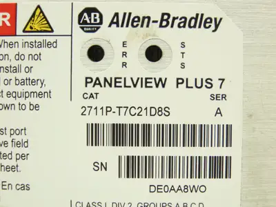 Allen Bradley 2711P-T7C21D8S PanelView Plus 7 Touch HMI 24VDC Control Panel