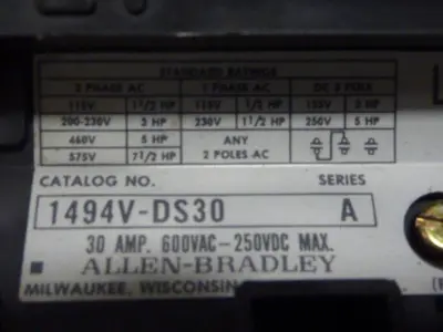 USED ALLEN BRADLEY 1494V-DS30 SER A