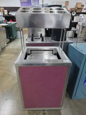 Used FalconRestaurantSupply Used Delfield T-1216 Enclosed Mobile 12" x 16" Tray Dispenser Single Platform w/ Silverware Holder Food Storage & Transportation Illinois US | Falcon Restaurant Supply #1376630