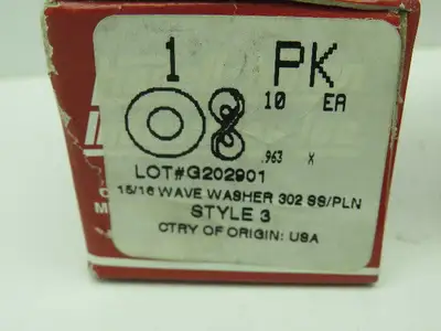 Zoro WA3W35153503P Wave Washer 15/16 SS Plain Style 3 Wavy  LOT OF 40
