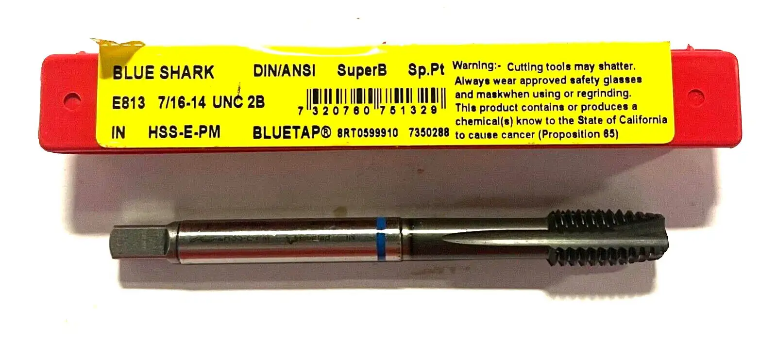 Domer 7/16-14 HSS-E-PM Spiral Point Plug Tap Blue Shark Machine Tap Super B 4FL
