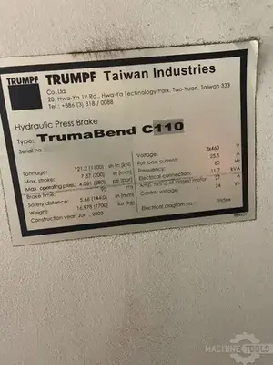 USED 2003 TRUMPF TRUMABEND C110
