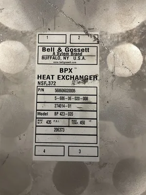 Bell & Gossett BPX BP 423-020 Plate Heat Exchanger 435PSI 450F 568606020008
