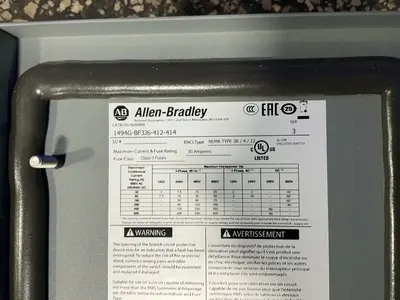 Used ALLENBRADLEY 1494GBF3J6412414 Switchgears Ohio US | HGR 24 #1312189