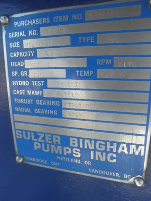 NEW SULZER BINGHAM 8X12X23B CDA