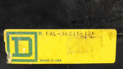 Square D FAL3601513M Circuit Breaker 15 Amps 600VAC Black Face Used