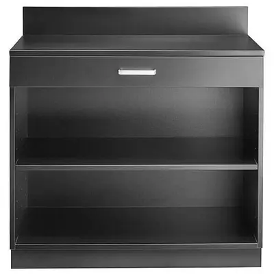 36" Black Waitress Station with Drawer and Adjustable Shelf