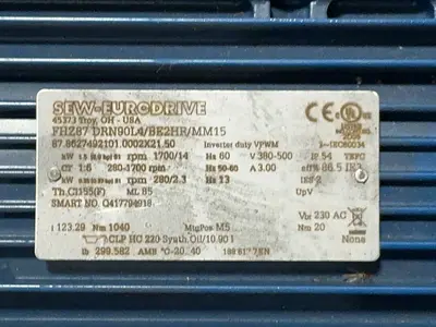Used SEWEURODRIVE FHZ87 DRN90L4/BE2HR/MM15 Motors (misc) Ohio US | HGR 24 #1278914