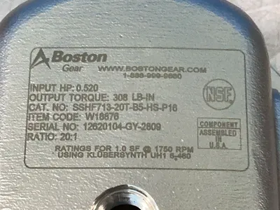 Used BOSTON GEAR SSHF71320TB5HSP16 Motors (misc) Ohio US | HGR 24 #1261217