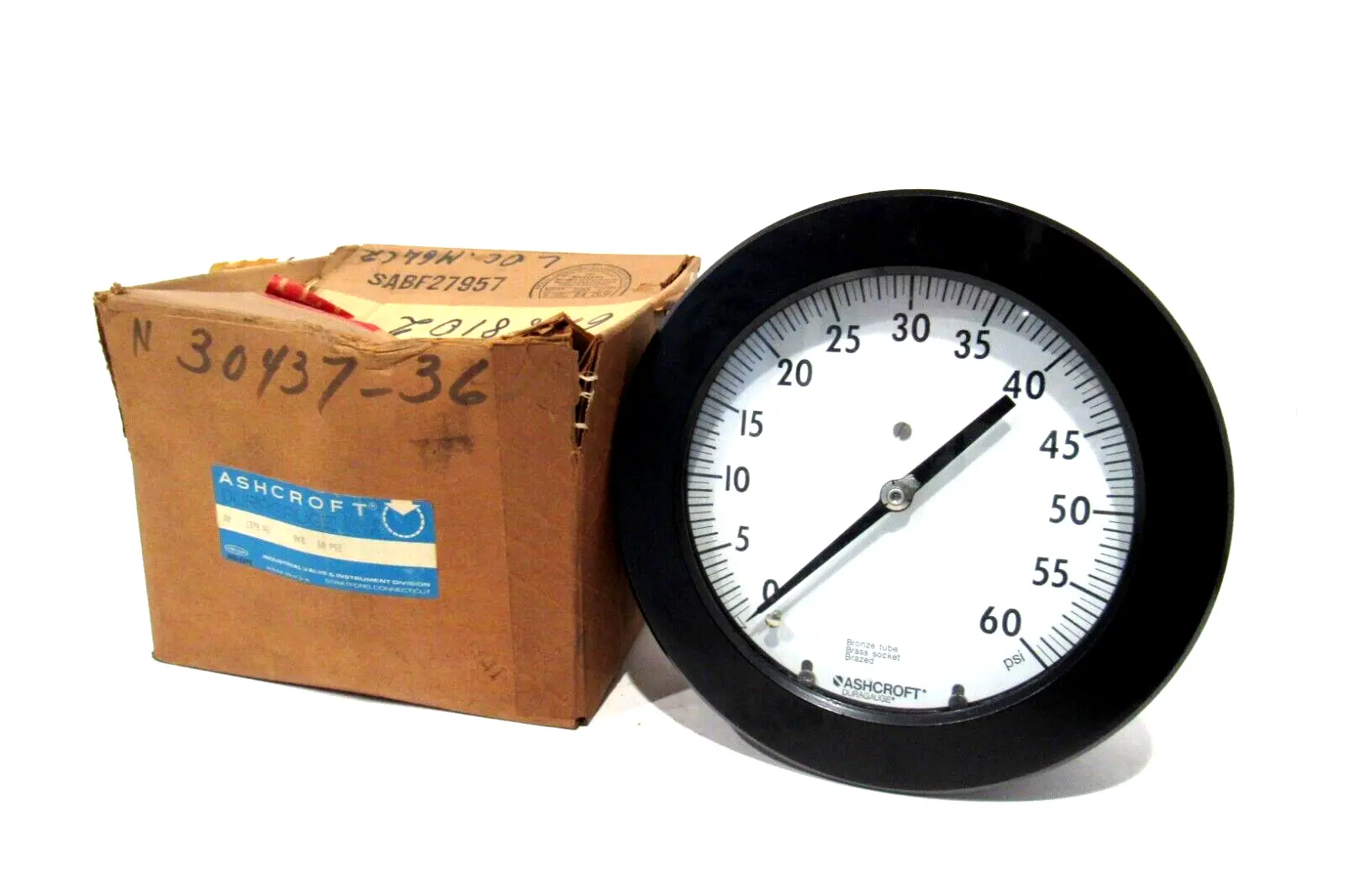 NEW ASHCROFT 60 1379 AS 04B 60 PSI PRESSURE GAUGE ASHCROFT 601379AS04B60