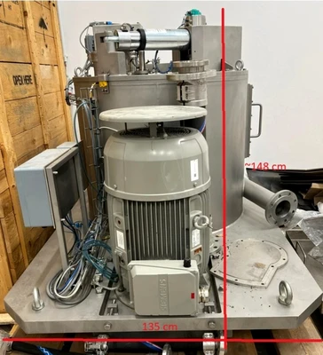 Heinkel V 800 B perforate basket centrifuge, 316L SS.