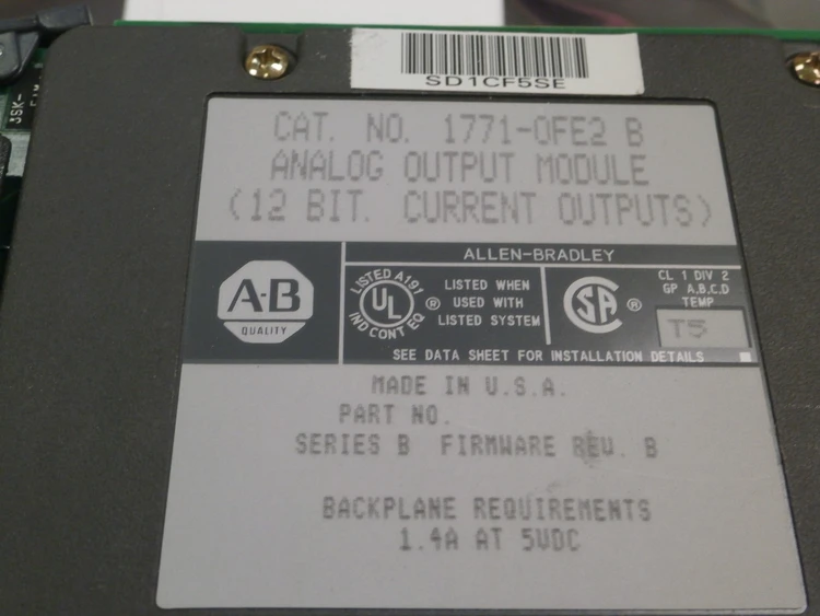 Used Allen-Bradley 1771-0FE2 B  Firmware B Series B   + PLC Input & Output Arizona US | ASSET CONVERSION SPECIALISTS, INC. #321224