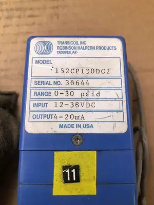 Transicoil 152CP130DC2 Pressure Transducer 0-30PSID 12-38VDC 4-20mA