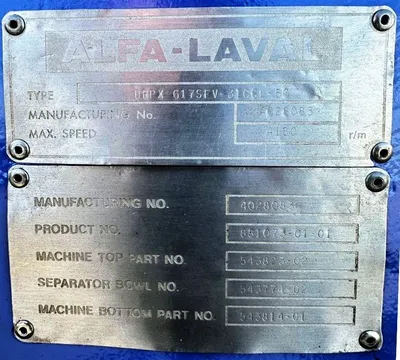 Alfa-Laval BRPX 617 SFV-31CGL-50 clarifier centrifuge, 316SS.