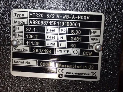 USED GRUNDFOS MTR205/2 AWBAHQQV